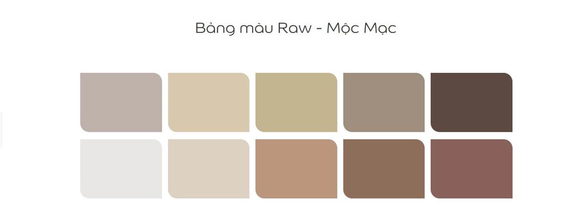 bảng màu raw mộc mạc sơn dulux